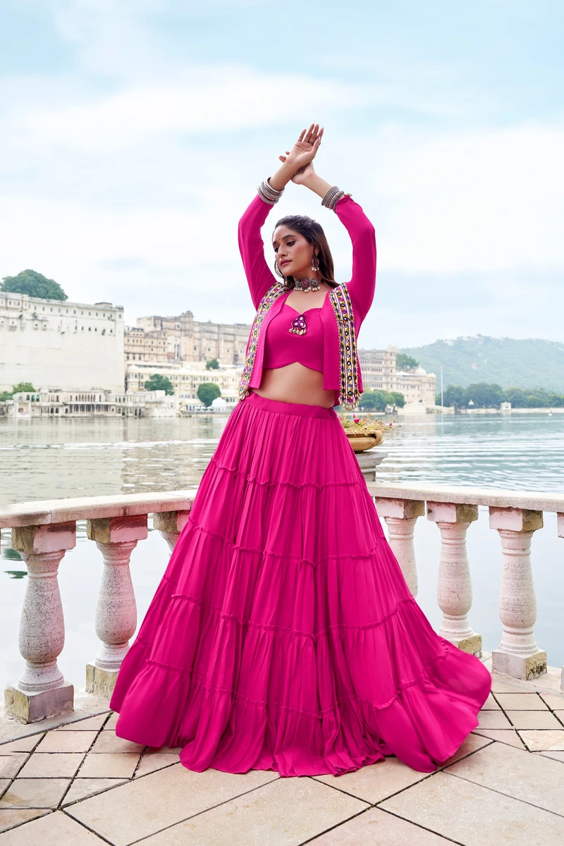 A New Traditional Navratri Lehenga Choli with Gamti and Mirror work Series  Rajudi 1662 4
