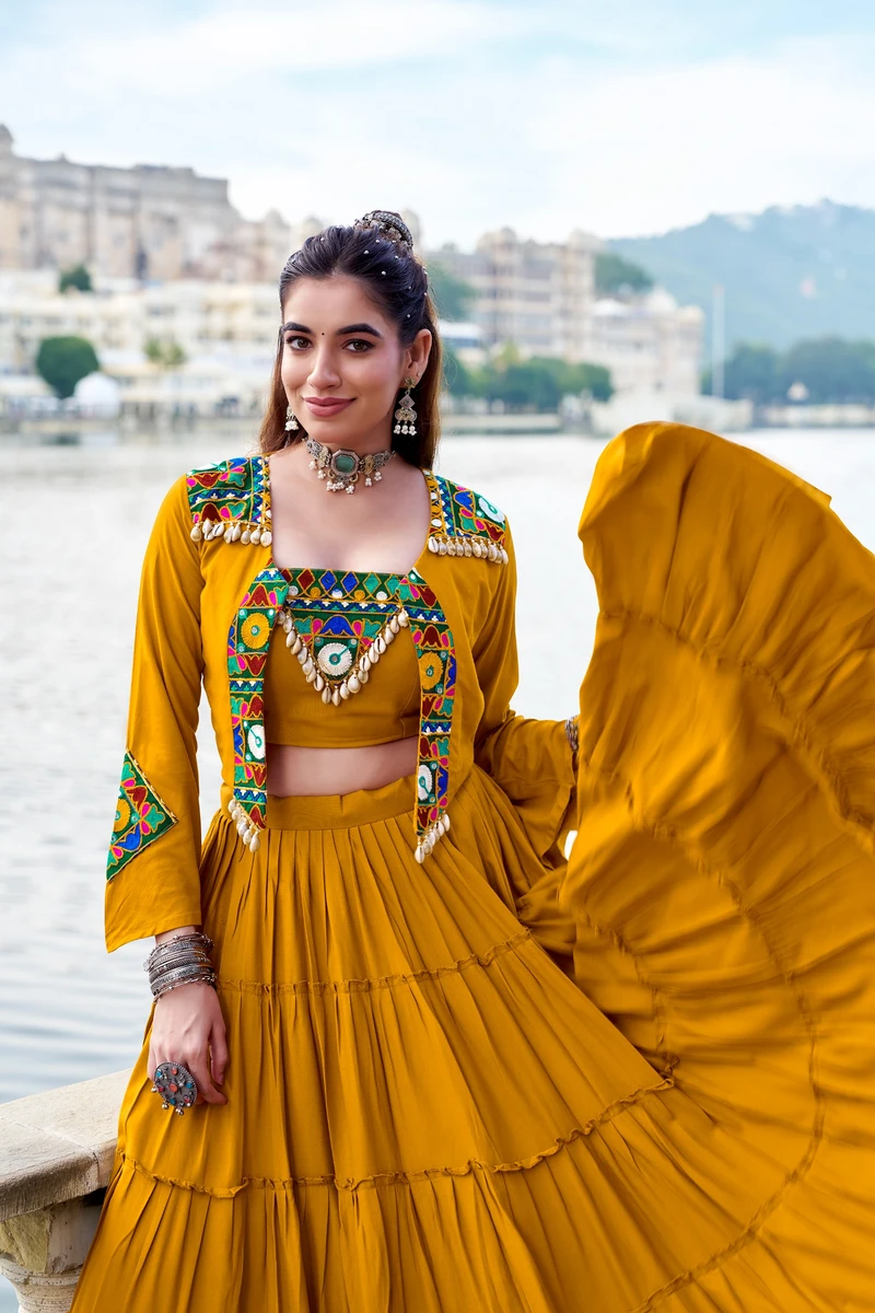 A New Traditional Navratri Lehenga Choli with Gamti and Mirror work Series  Rajudi 1662 3