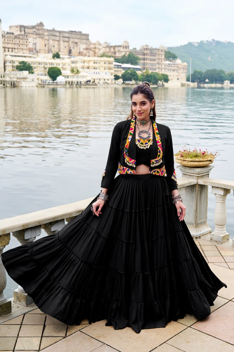 A New Traditional Navratri Lehenga Choli with Gamti and Mirror work Series  Rajudi 1662 2
