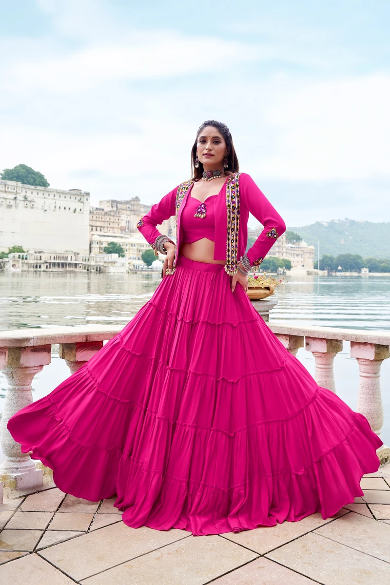 A New Traditional Navratri Lehenga Choli with Gamti and Mirror work Series  Rajudi 1662 5