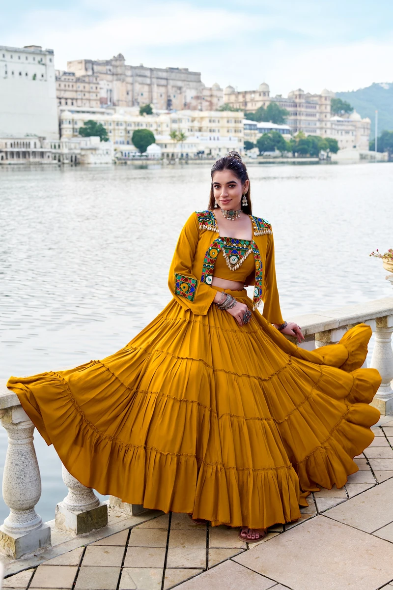 A New Traditional Navratri Lehenga Choli with Gamti and Mirror work Series  Rajudi 1662 7
