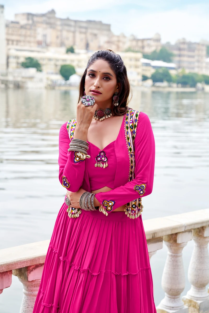 A New Traditional Navratri Lehenga Choli with Gamti and Mirror work Series  Rajudi 1662 12