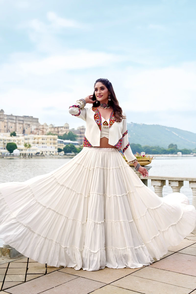 A New Traditional Navratri Lehenga Choli with Gamti and Mirror work Series  Rajudi 1662 11