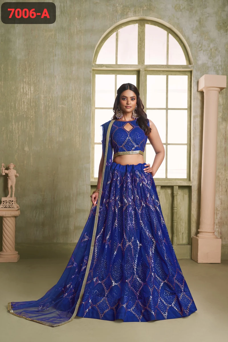 N F FASHION PRESNET FANCY PARTY WEAR LEHENGA CHOLI SERIES 7006 A to D 5
