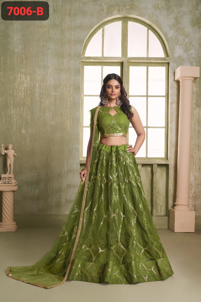 N F FASHION PRESNET FANCY PARTY WEAR LEHENGA CHOLI SERIES 7006 A to D 4