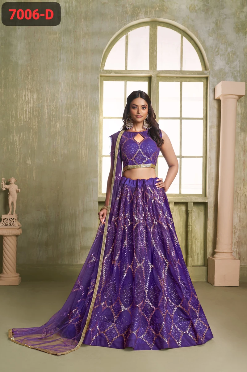 N F FASHION PRESNET FANCY PARTY WEAR LEHENGA CHOLI SERIES 7006 A to D 3