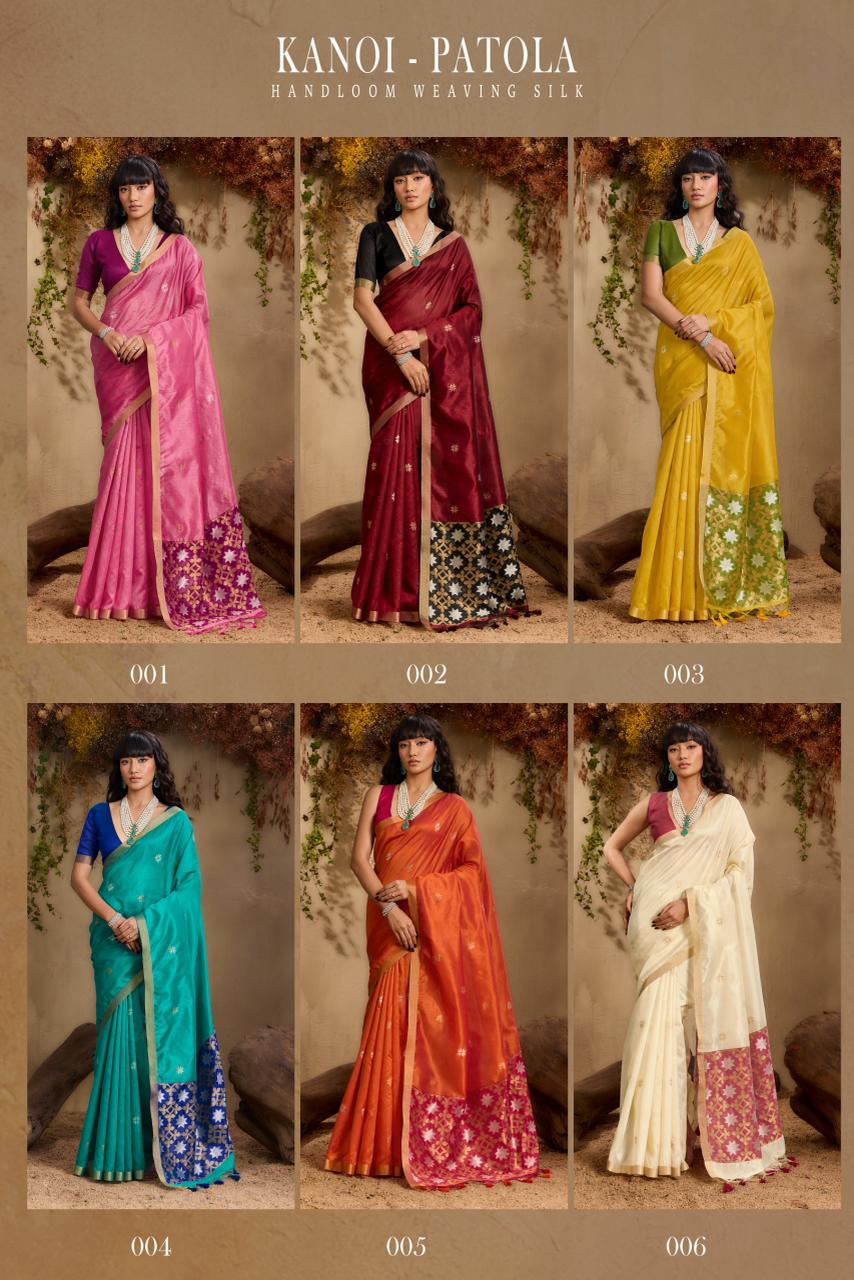 RAJTEX KANOI PATOLA  HANDLOOM  WEAVING SILK SAREE SERIES 001-006 7
