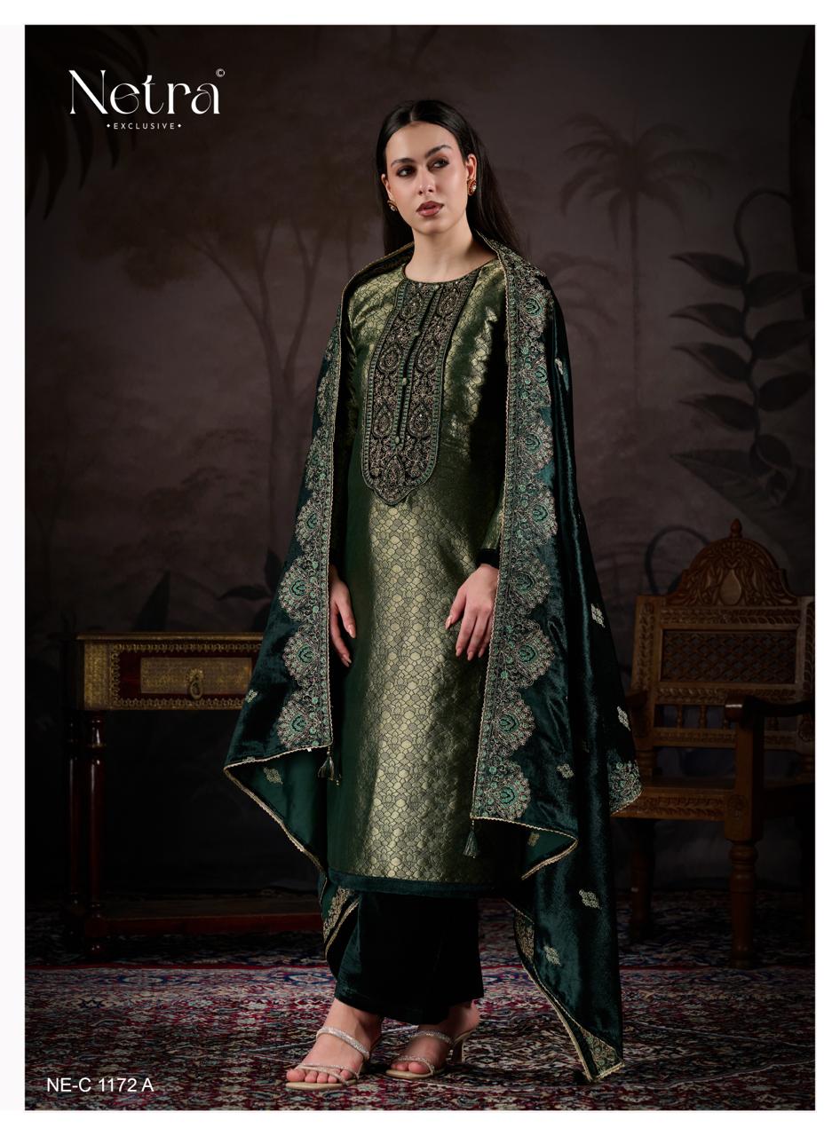 NETRA EXCLUSIVE KRIVA VELVET  UNSTICH SUIT SERIES 1172 A TO 1172 F 5