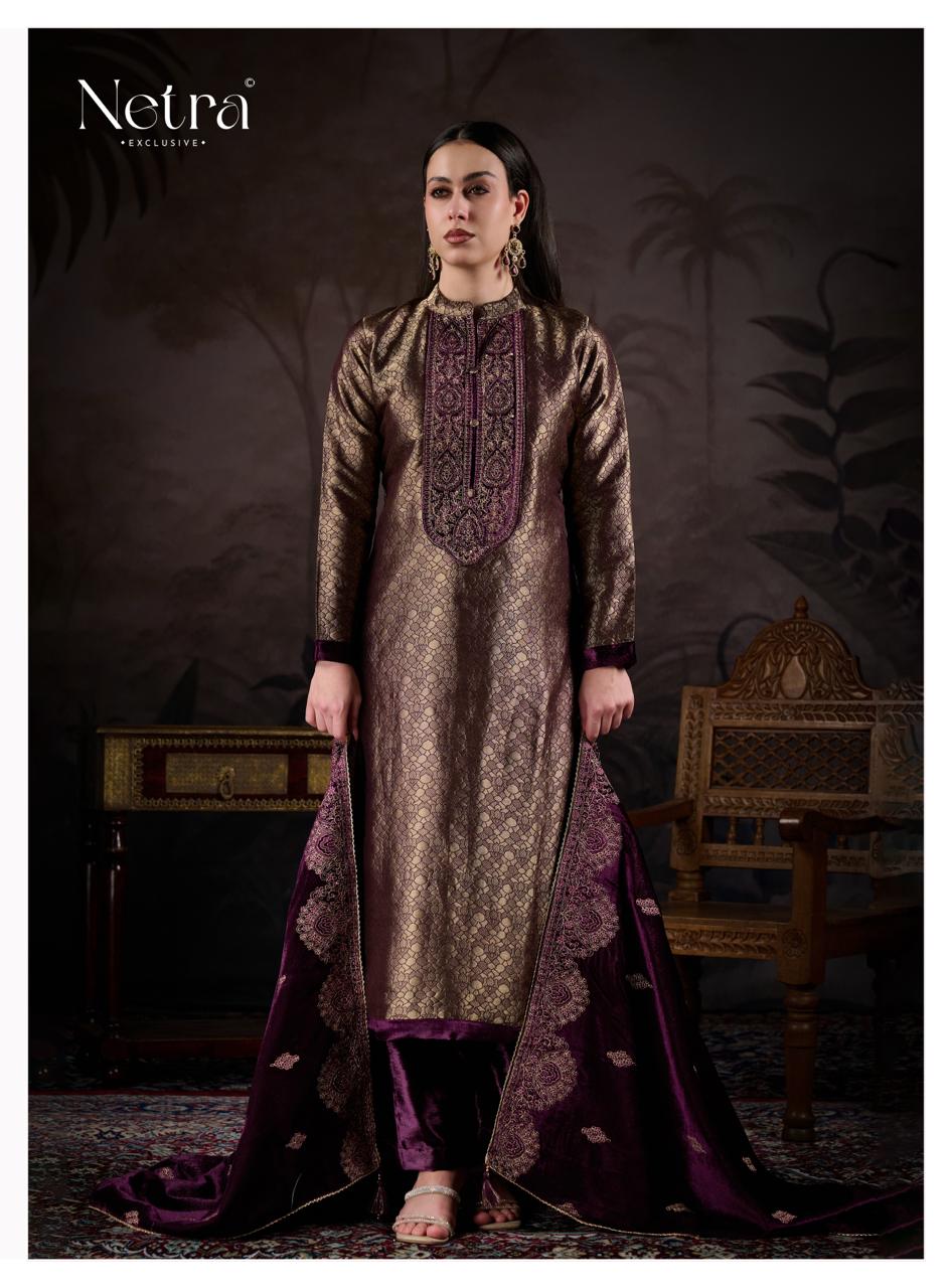 NETRA EXCLUSIVE KRIVA VELVET  UNSTICH SUIT SERIES 1172 A TO 1172 F 7