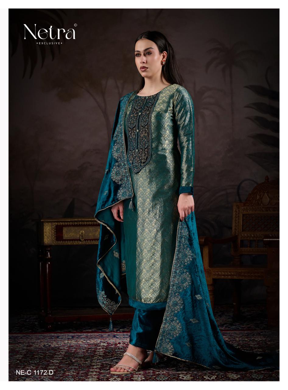NETRA EXCLUSIVE KRIVA VELVET  UNSTICH SUIT SERIES 1172 A TO 1172 F 8