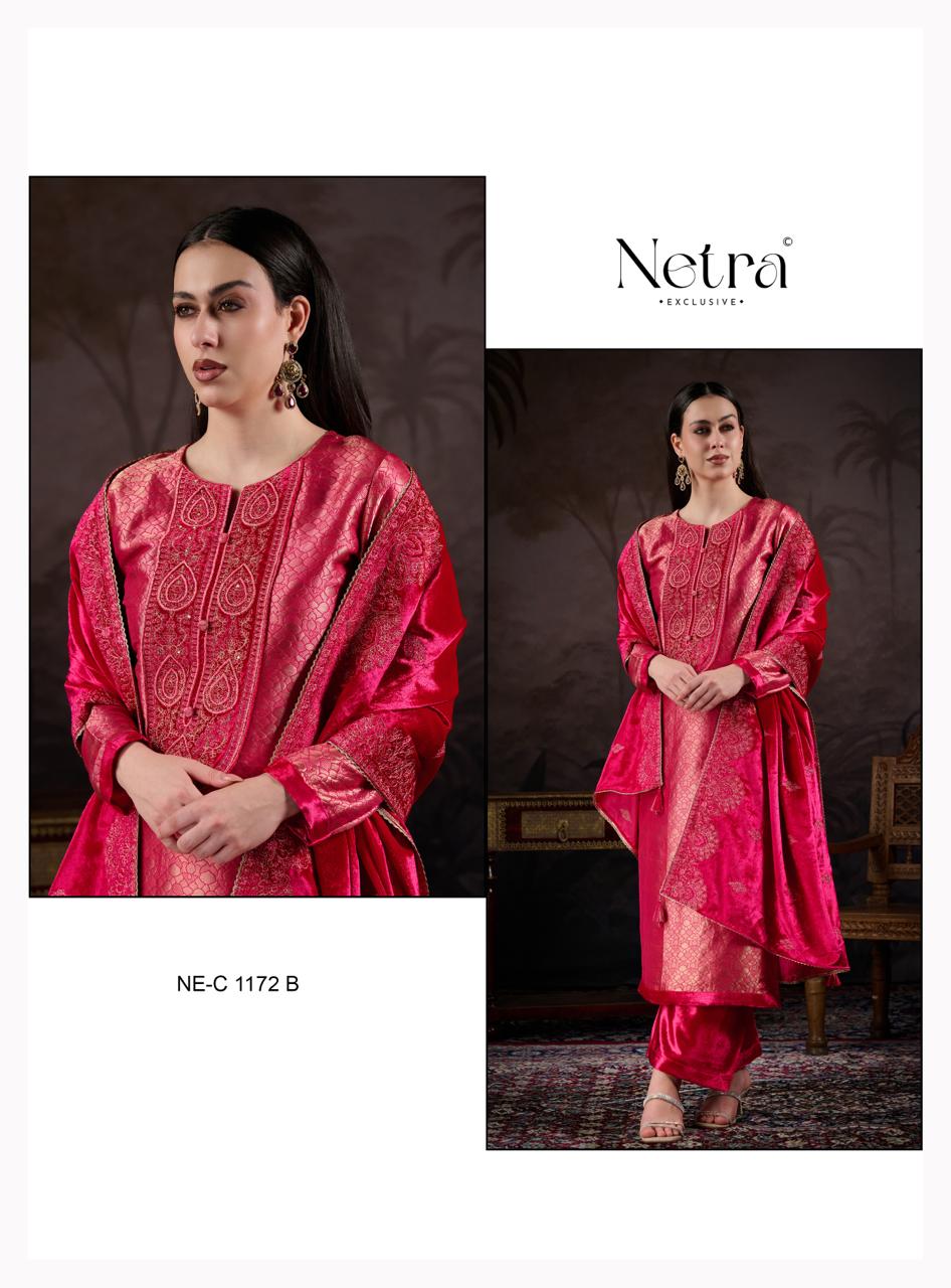 NETRA EXCLUSIVE KRIVA VELVET  UNSTICH SUIT SERIES 1172 A TO 1172 F 13