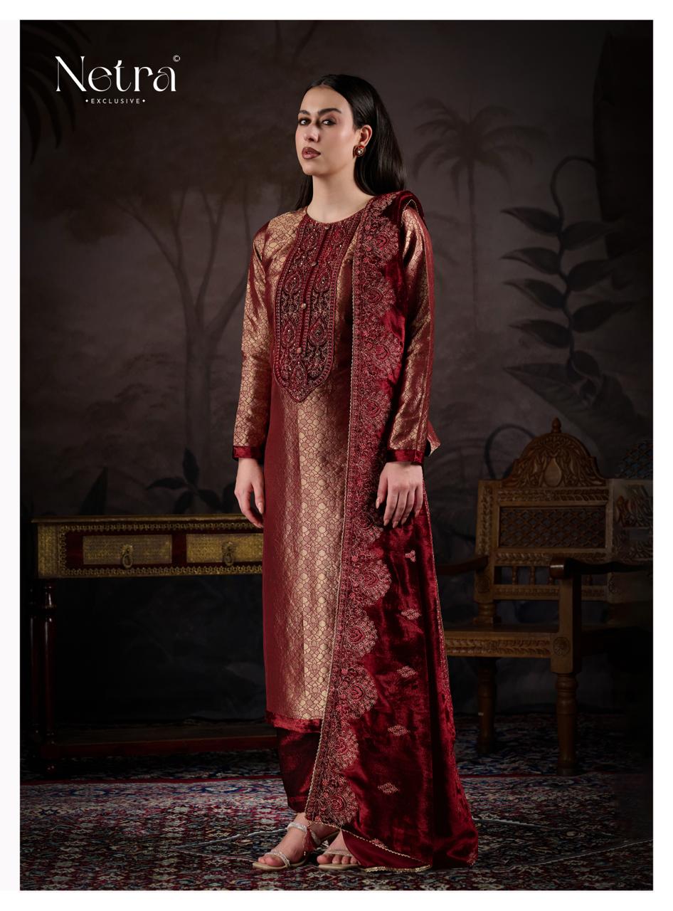 NETRA EXCLUSIVE KRIVA VELVET  UNSTICH SUIT SERIES 1172 A TO 1172 F 15