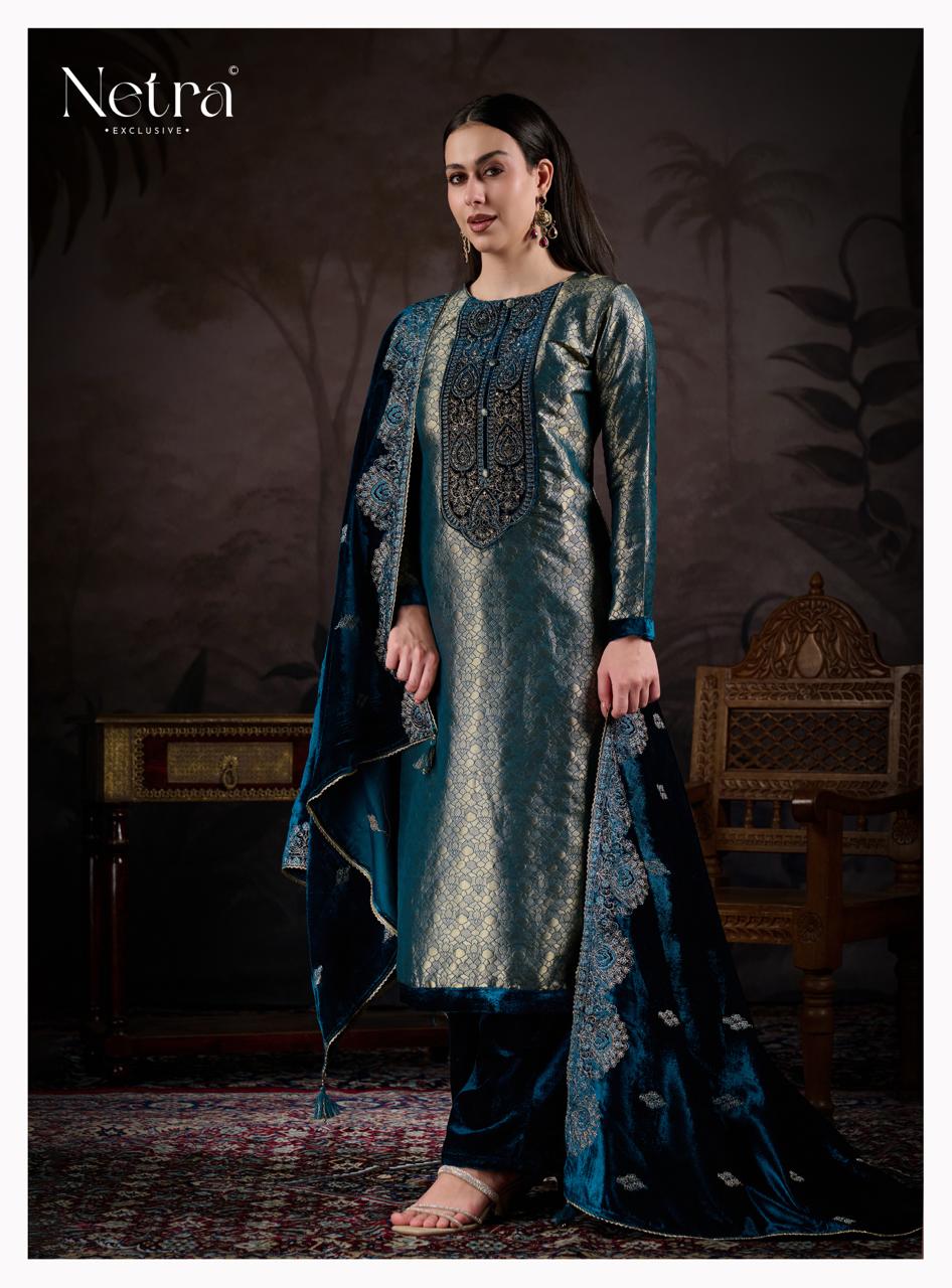 NETRA EXCLUSIVE KRIVA VELVET  UNSTICH SUIT SERIES 1172 A TO 1172 F 17