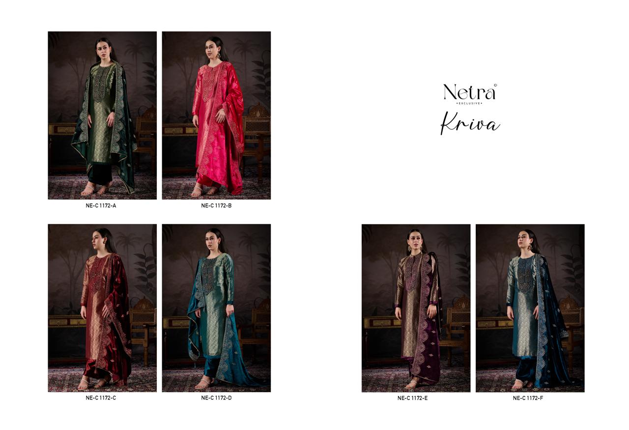 NETRA EXCLUSIVE KRIVA VELVET  UNSTICH SUIT SERIES 1172 A TO 1172 F 19