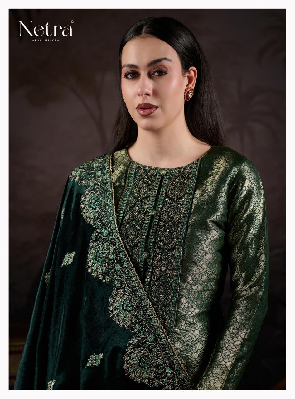 NETRA EXCLUSIVE KRIVA VELVET  UNSTICH SUIT SERIES 1172 A TO 1172 F 21