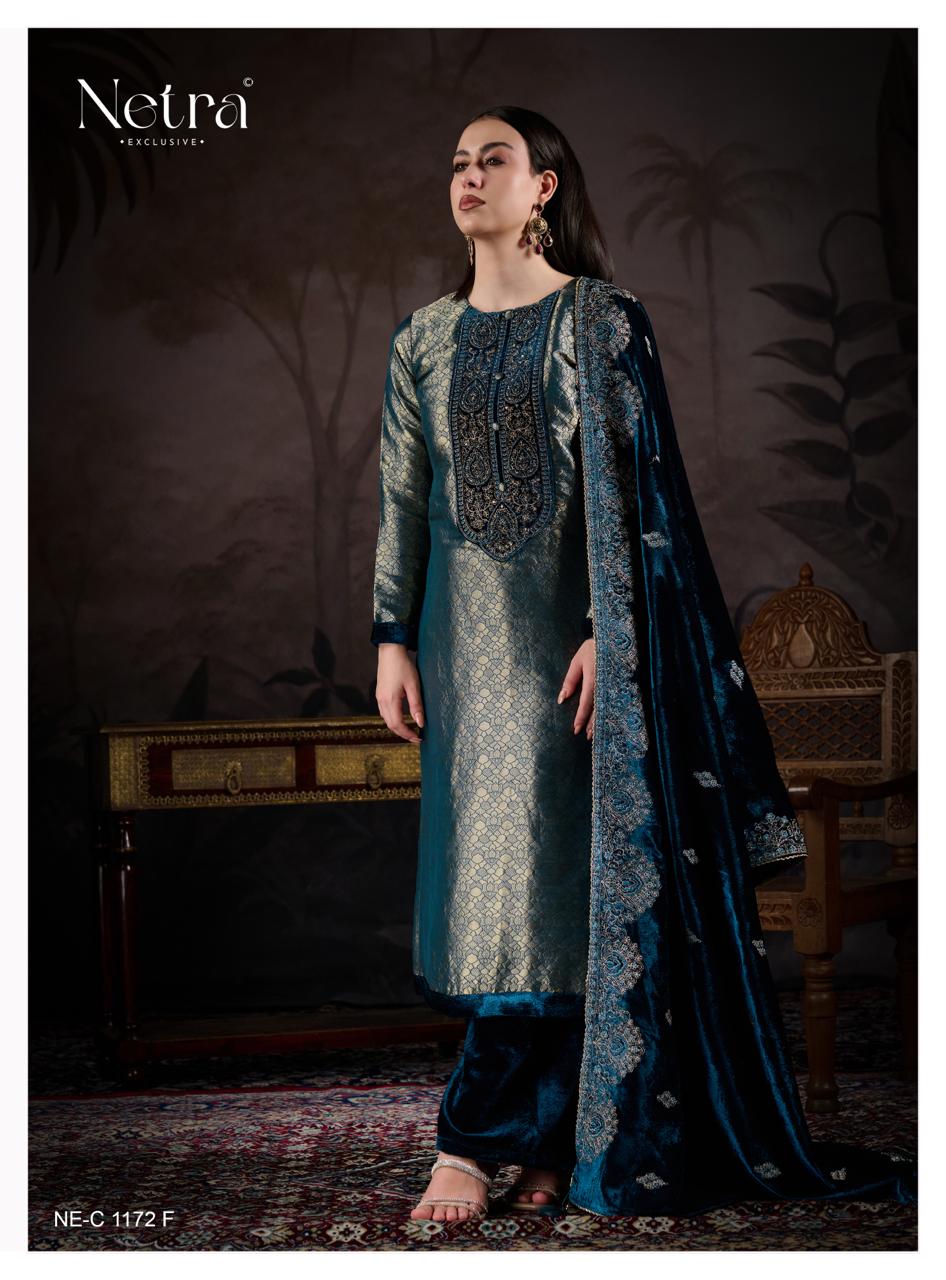 NETRA EXCLUSIVE KRIVA VELVET  UNSTICH SUIT SERIES 1172 A TO 1172 F 23