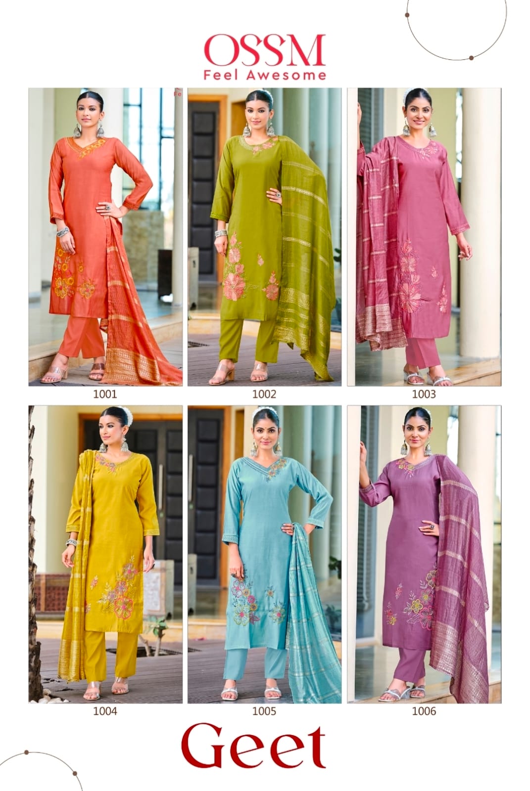 OSSOM PRESENT GEET 3 PCS KURTI SERIES 1001-1006 5