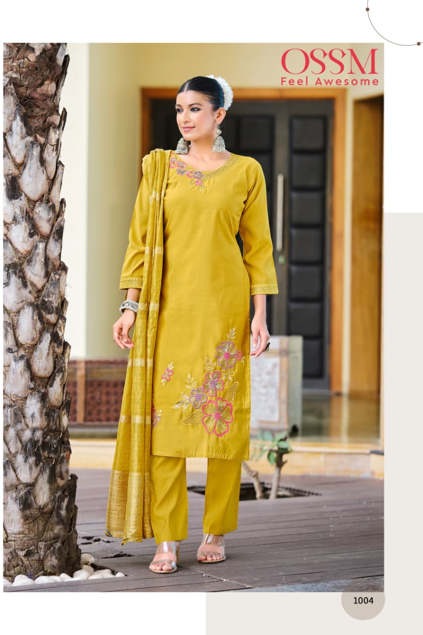 OSSOM PRESENT GEET 3 PCS KURTI SERIES 1001-1006 4