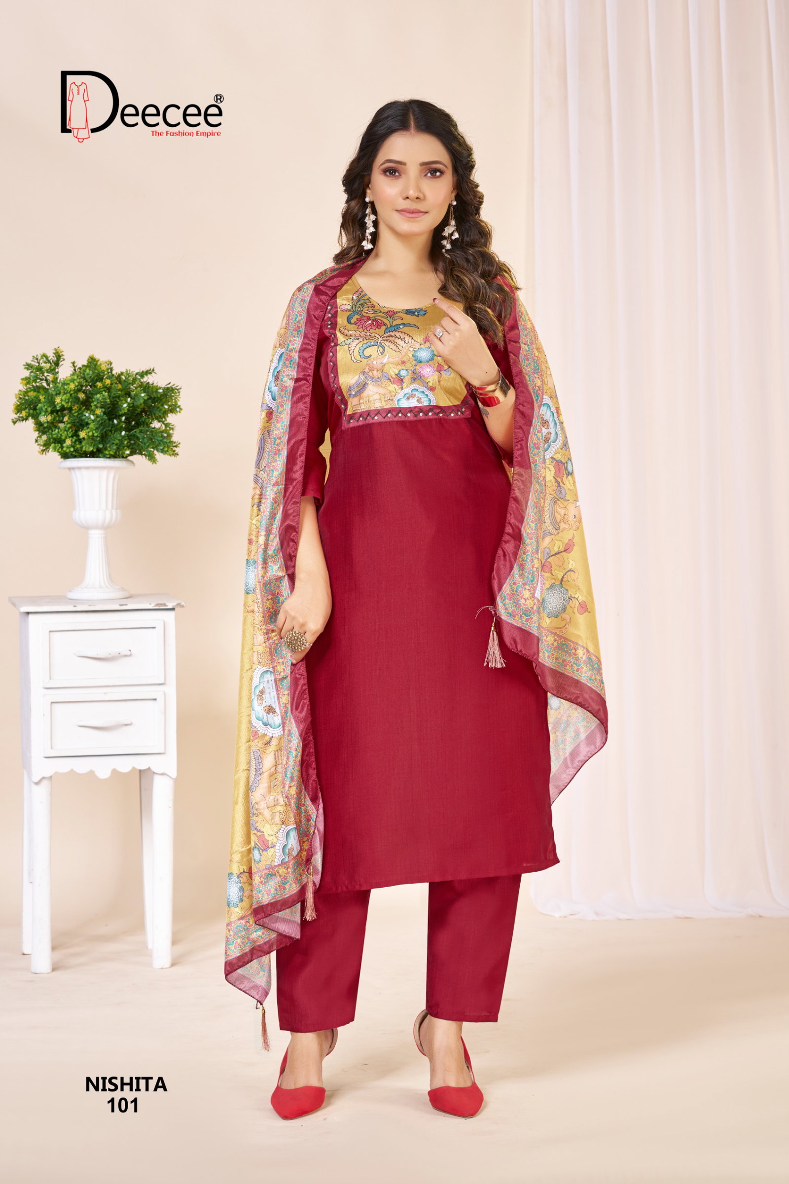 DEECEE NISHITA 3 PCS KURTI PAINT WITH DUPATTA 11