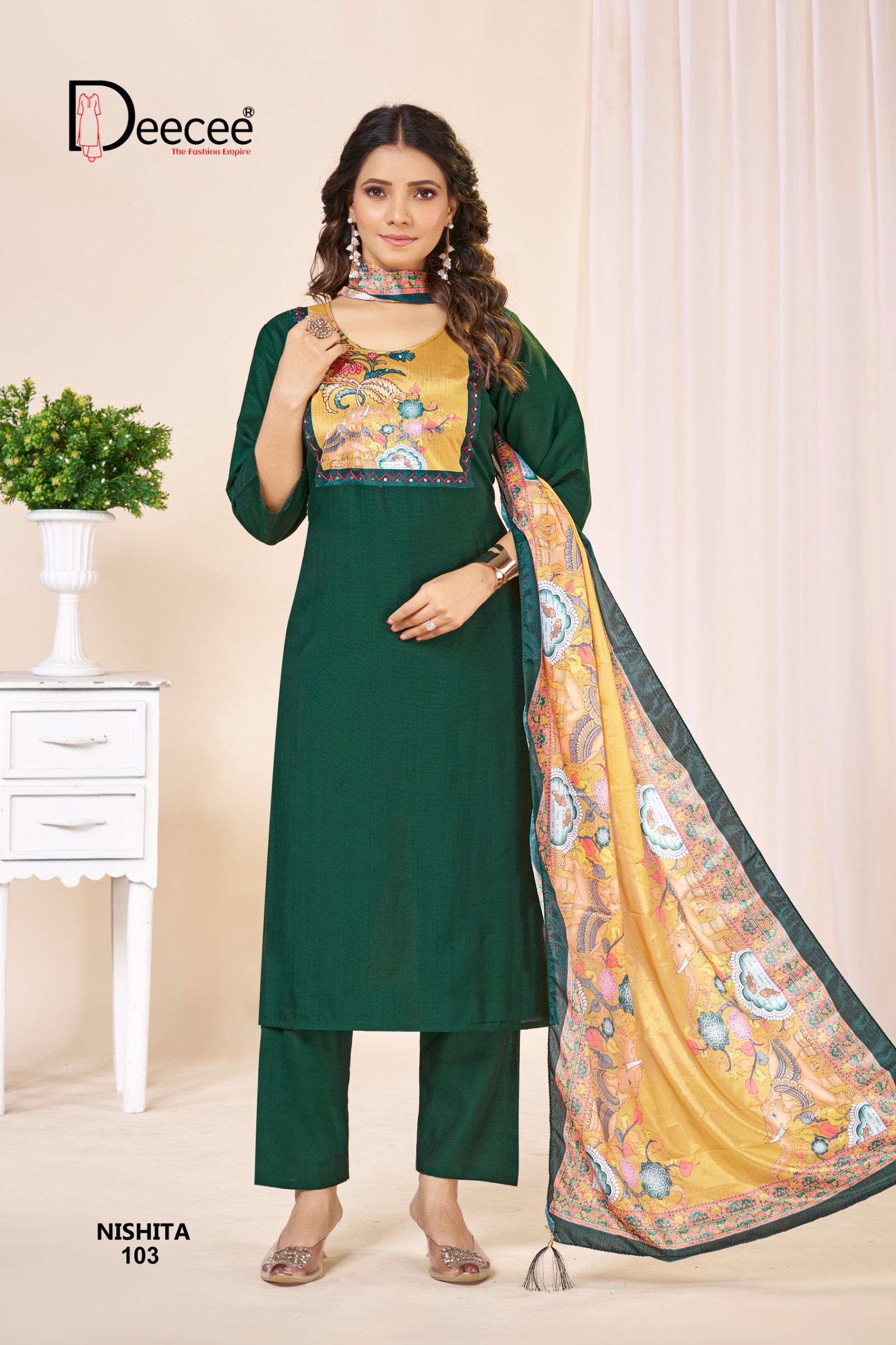 DEECEE NISHITA 3 PCS KURTI PAINT WITH DUPATTA 7