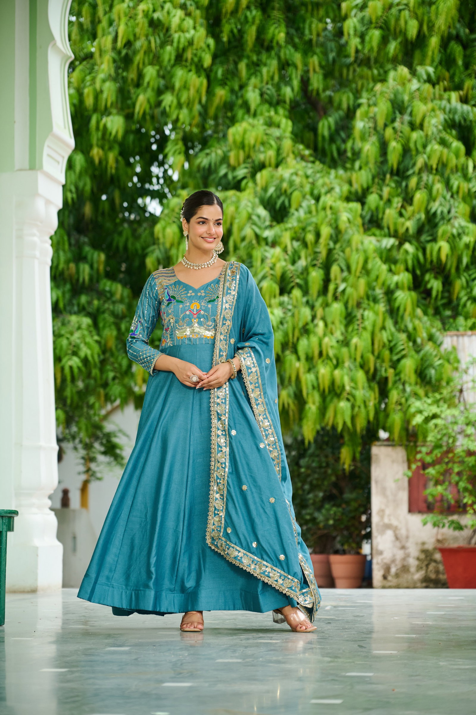 PREMIUM READYMADE  GOWN-DUPATTA SET 2