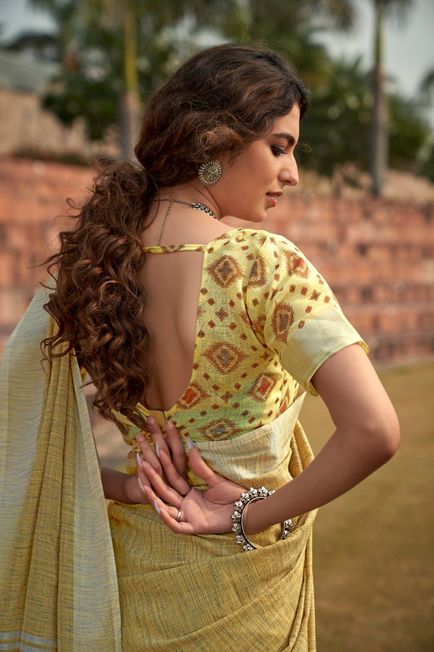 RAJPATH ABHIRUPI SOFT LINEN  SILK SAREE 13