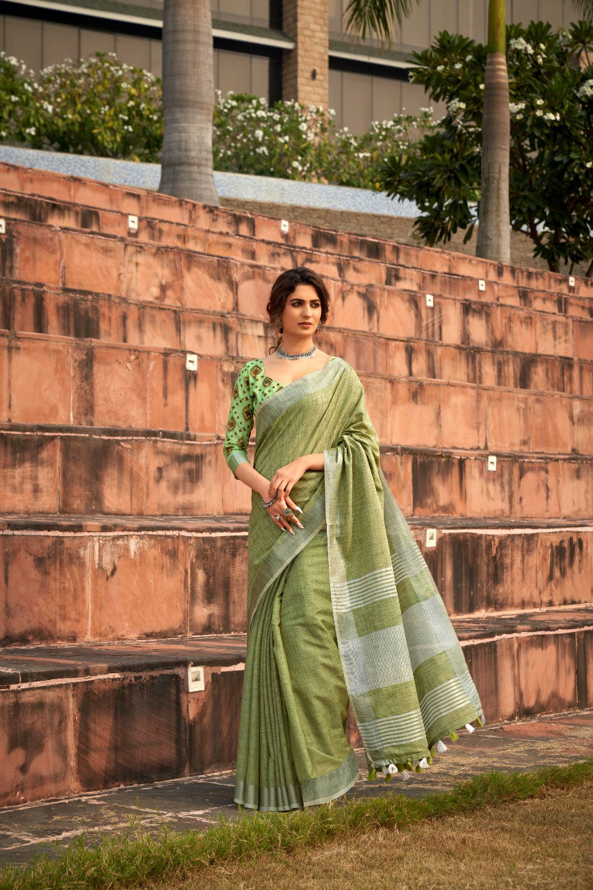 RAJPATH ABHIRUPI SOFT LINEN  SILK SAREE 10