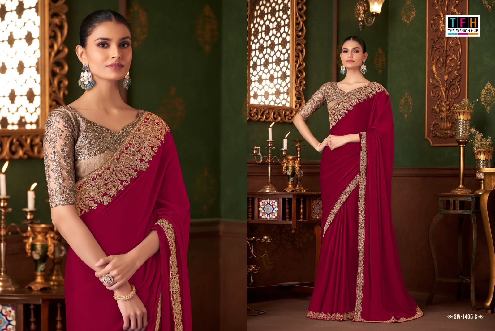 TFH SANDALWOOD 14 SERIES 1405 HIT DESIGN FANCY SAREE 5