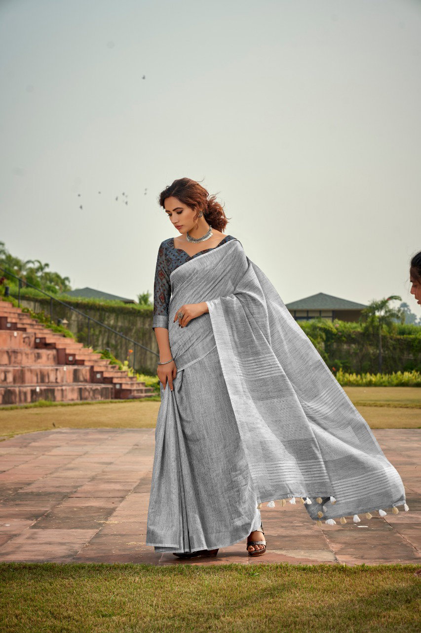 RAJPATH ABHIRUPI SOFT LINEN  SILK SAREE 7