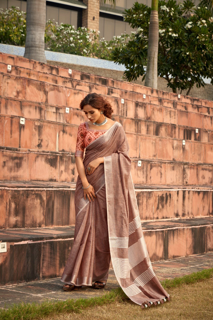 RAJPATH ABHIRUPI SOFT LINEN  SILK SAREE 6
