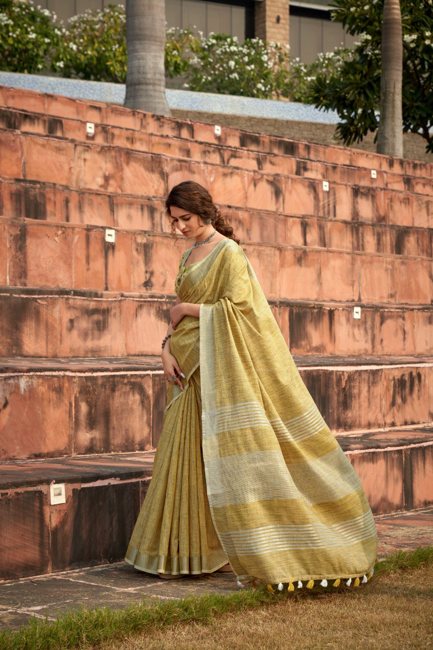 RAJPATH ABHIRUPI SOFT LINEN  SILK SAREE 4