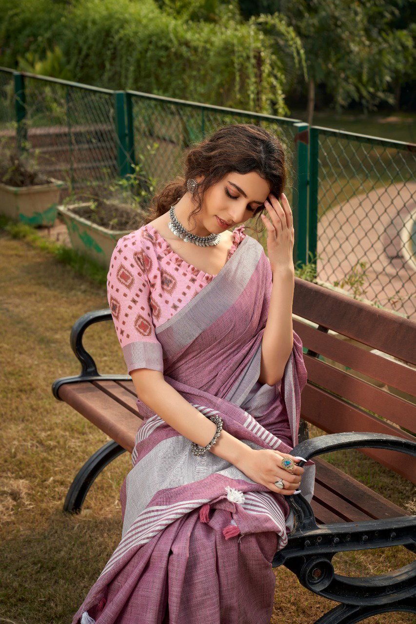 RAJPATH ABHIRUPI SOFT LINEN  SILK SAREE 2