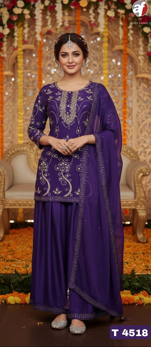 ANJU FABRICS SHORT KURTI WITH FLARED DIVIDER  & DUPATTA SERIES 4518 7