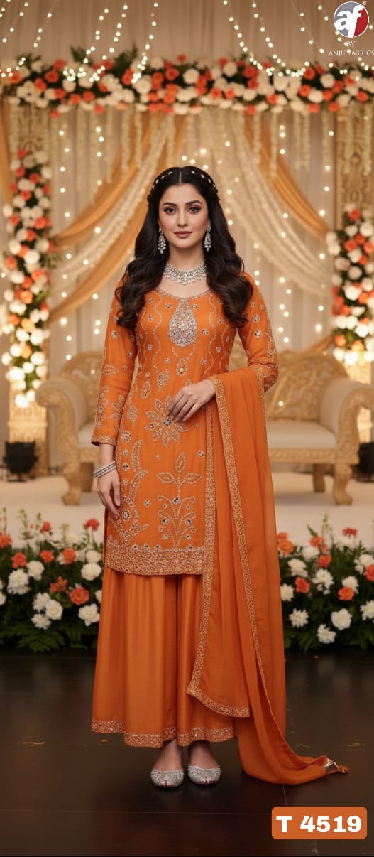 ANJU FABRICS SHORT KURTI WITH FLARED DIVIDER  & DUPATTA SERIES 4518 4