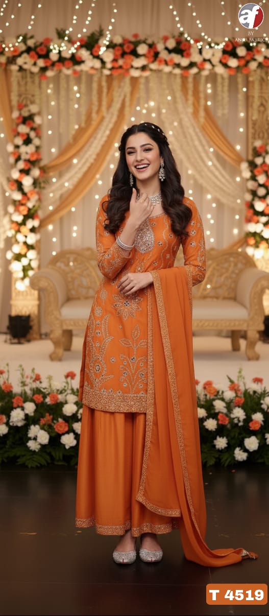 ANJU FABRICS SHORT KURTI WITH FLARED DIVIDER  & DUPATTA SERIES 4518 2