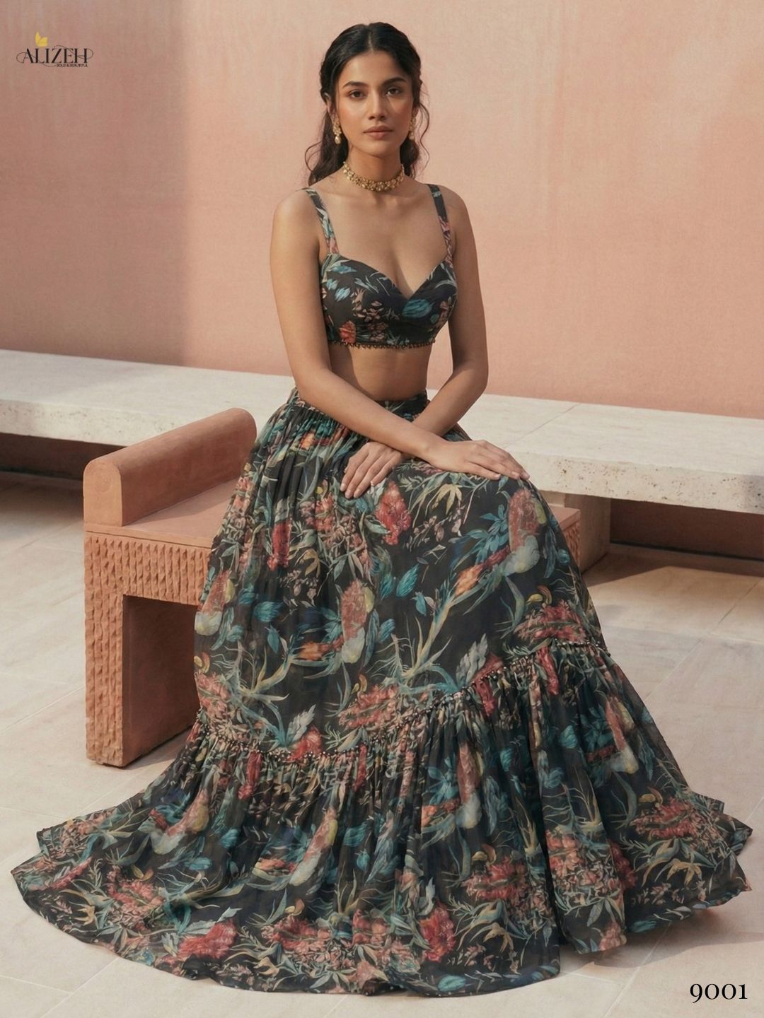 ALIZEH PRESENT FLORENCE READYMADE LEHENGA CHOLI SERIES 9001- 9002 10
