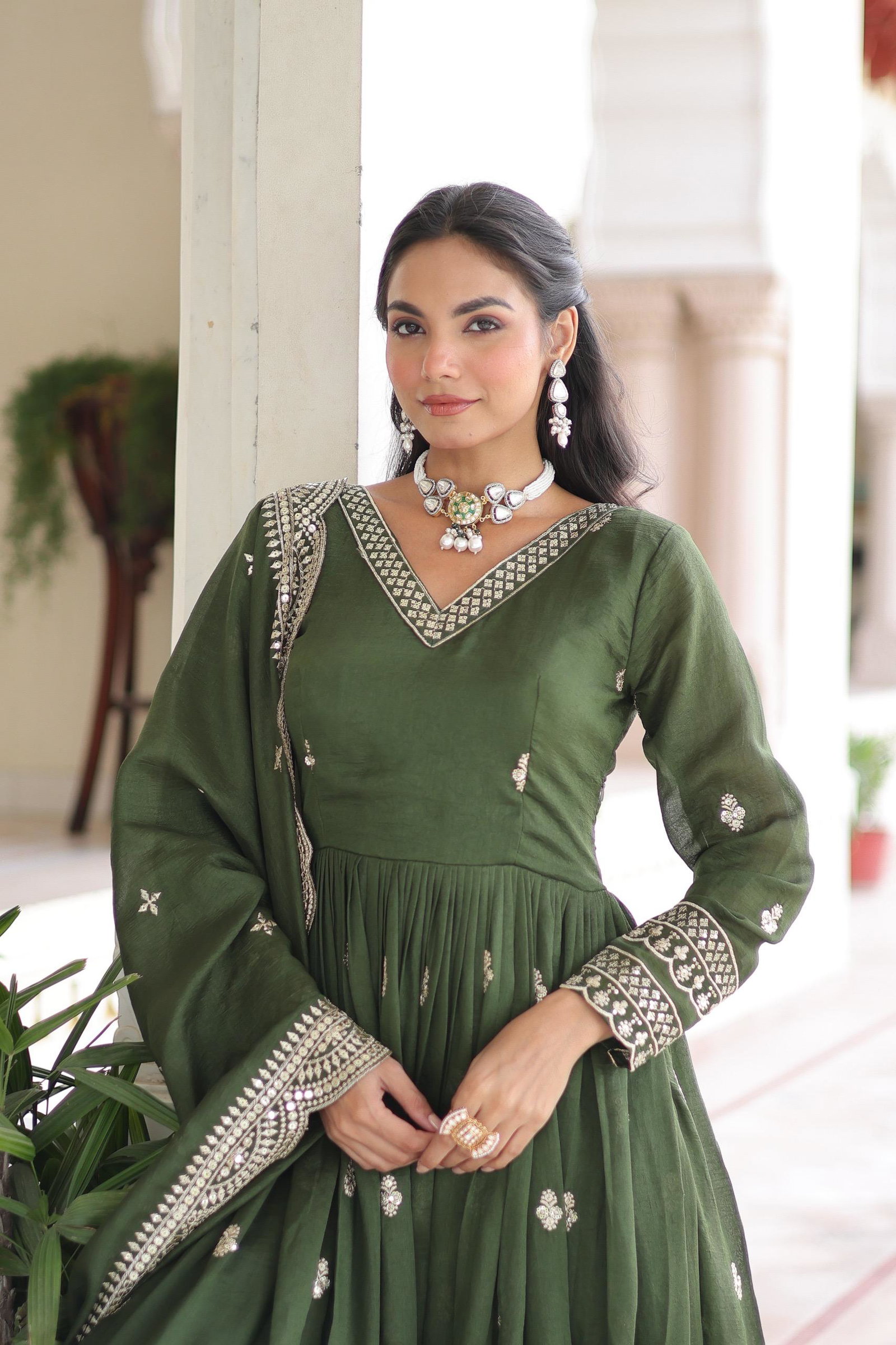 LV WEAR PREMIUM READYMADE  GOWN-DUPATTA SET 12