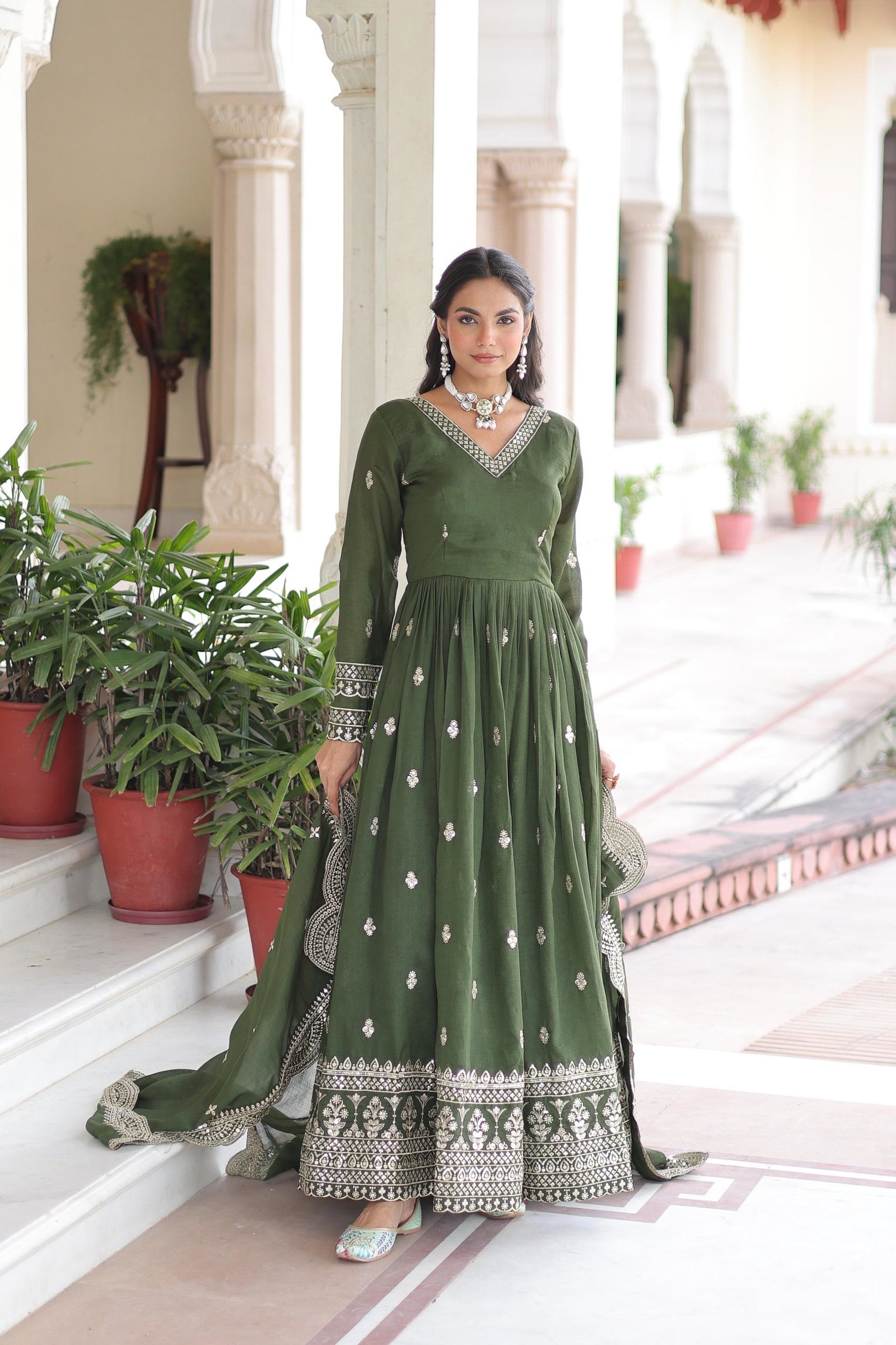 LV WEAR PREMIUM READYMADE  GOWN-DUPATTA SET 11