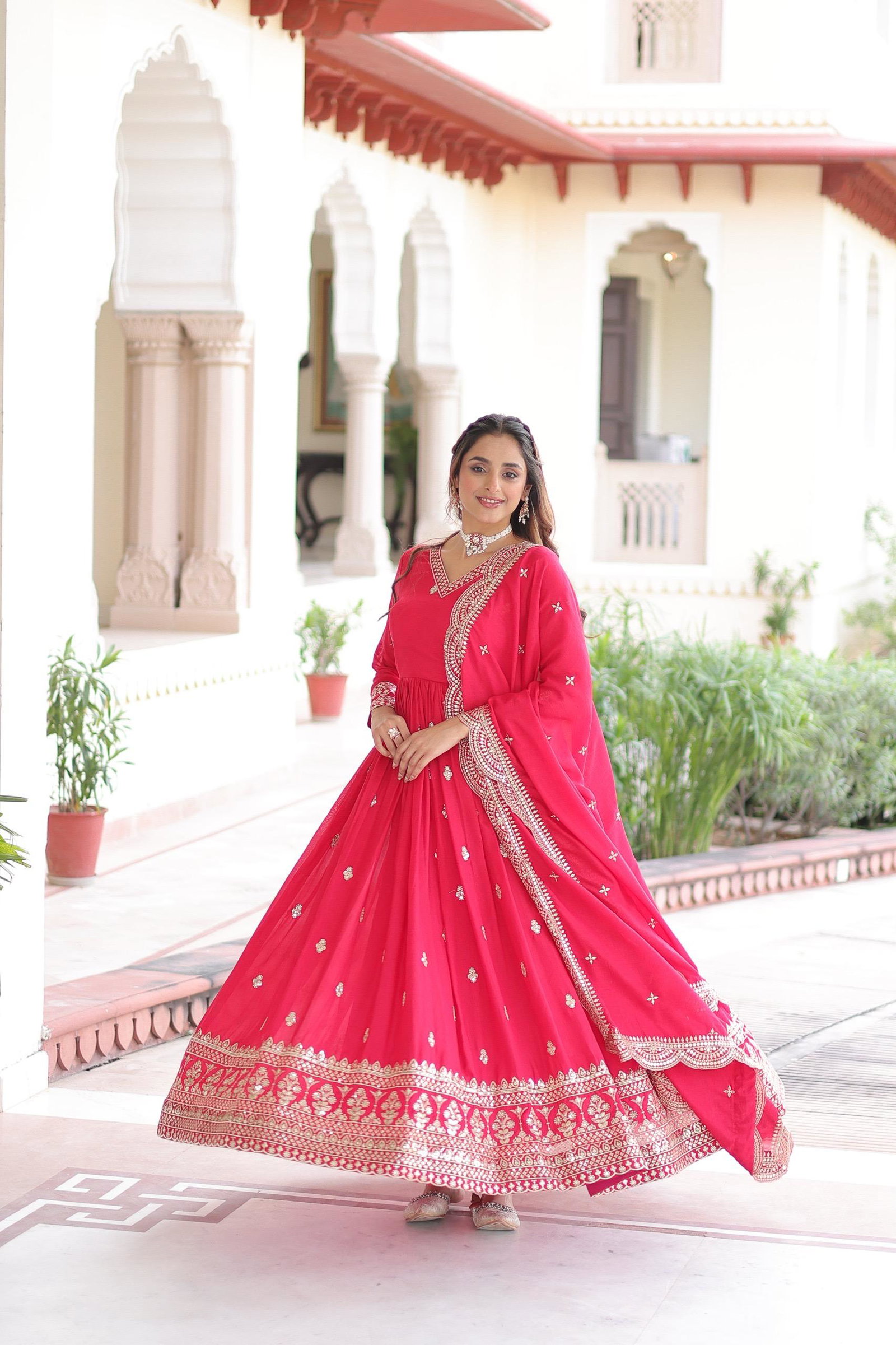 LV WEAR PREMIUM READYMADE  GOWN-DUPATTA SET 6