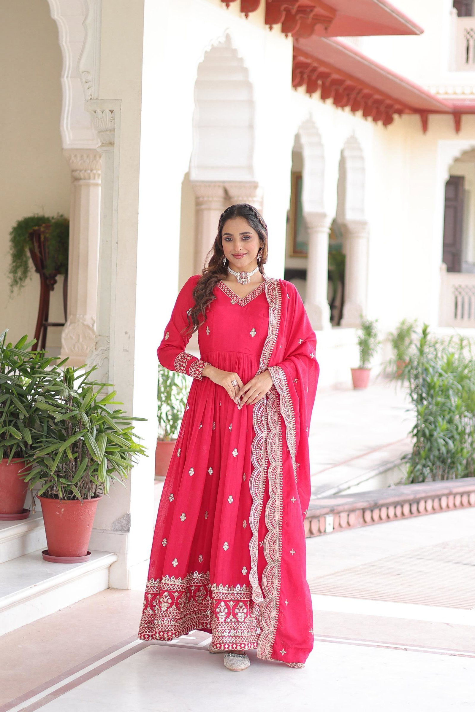 LV WEAR PREMIUM READYMADE  GOWN-DUPATTA SET 5