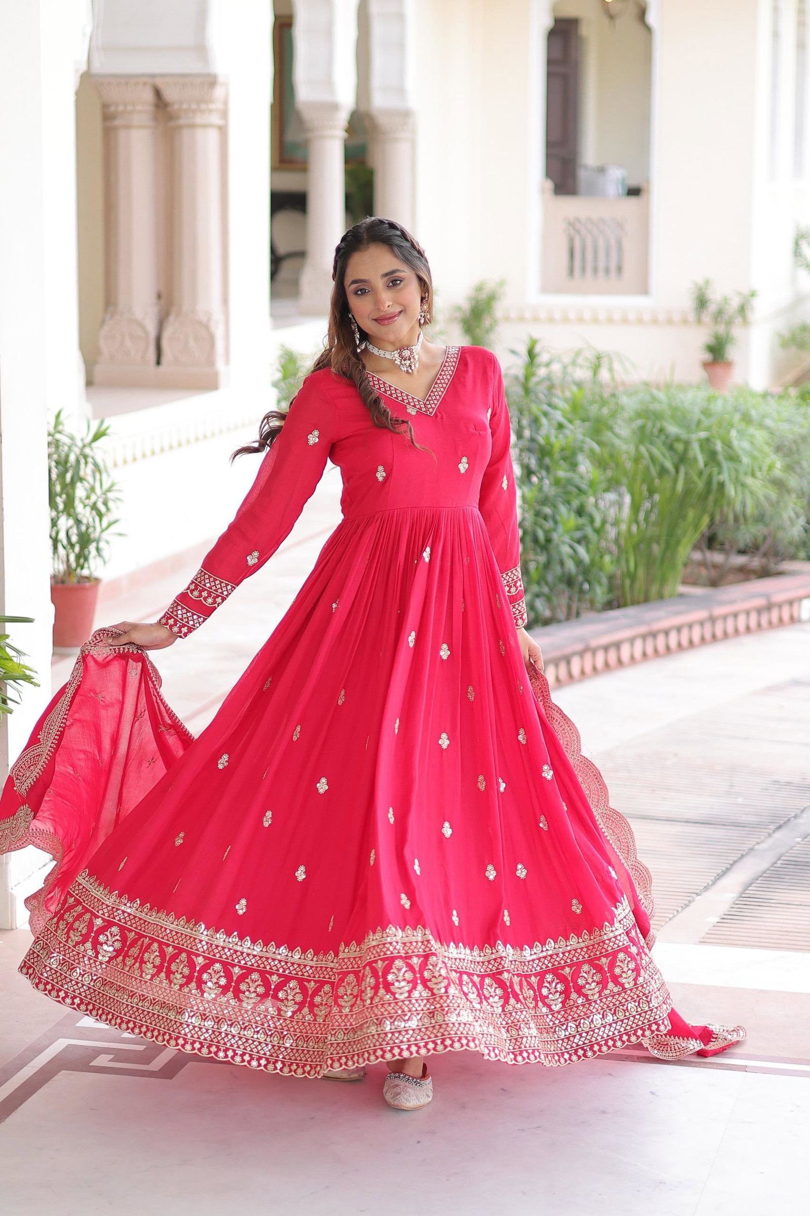 LV WEAR PREMIUM READYMADE  GOWN-DUPATTA SET 3