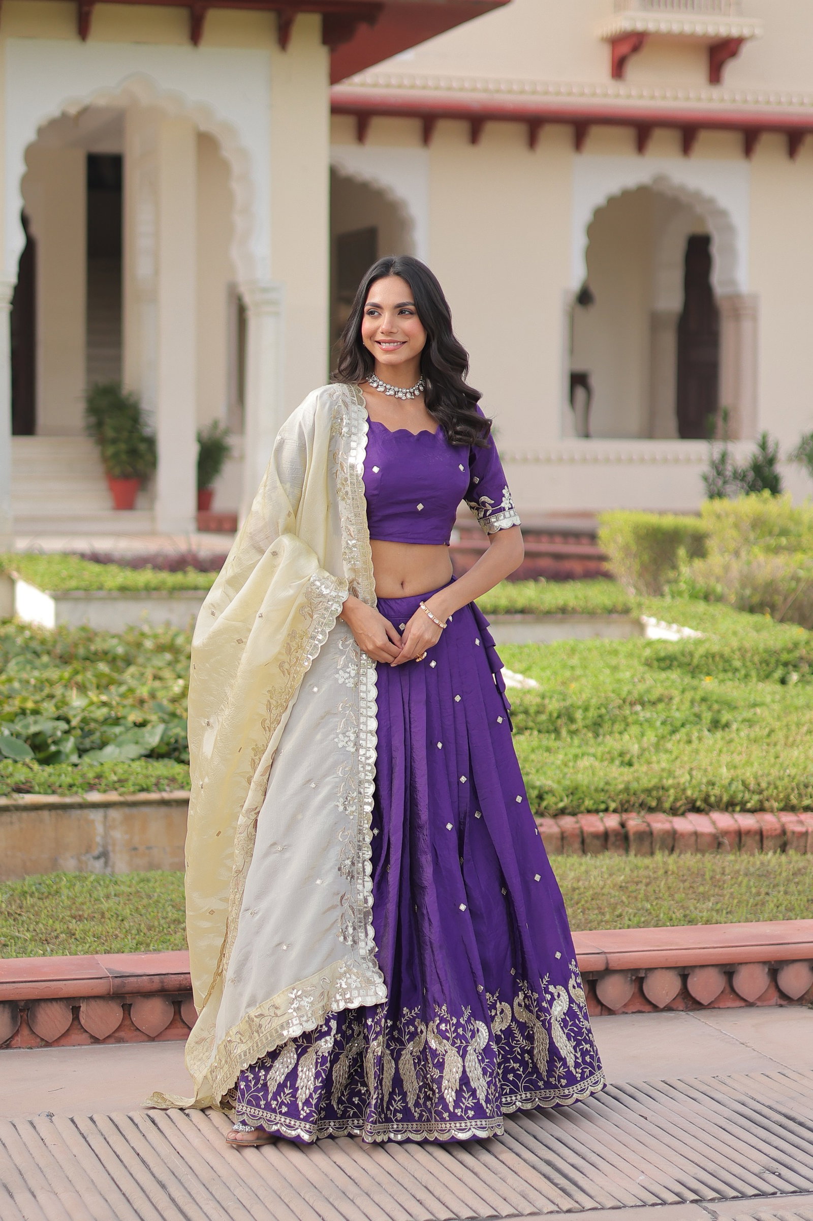 Premium Designer Sequins Embroidered Lehenga choli Dupatta Set 19