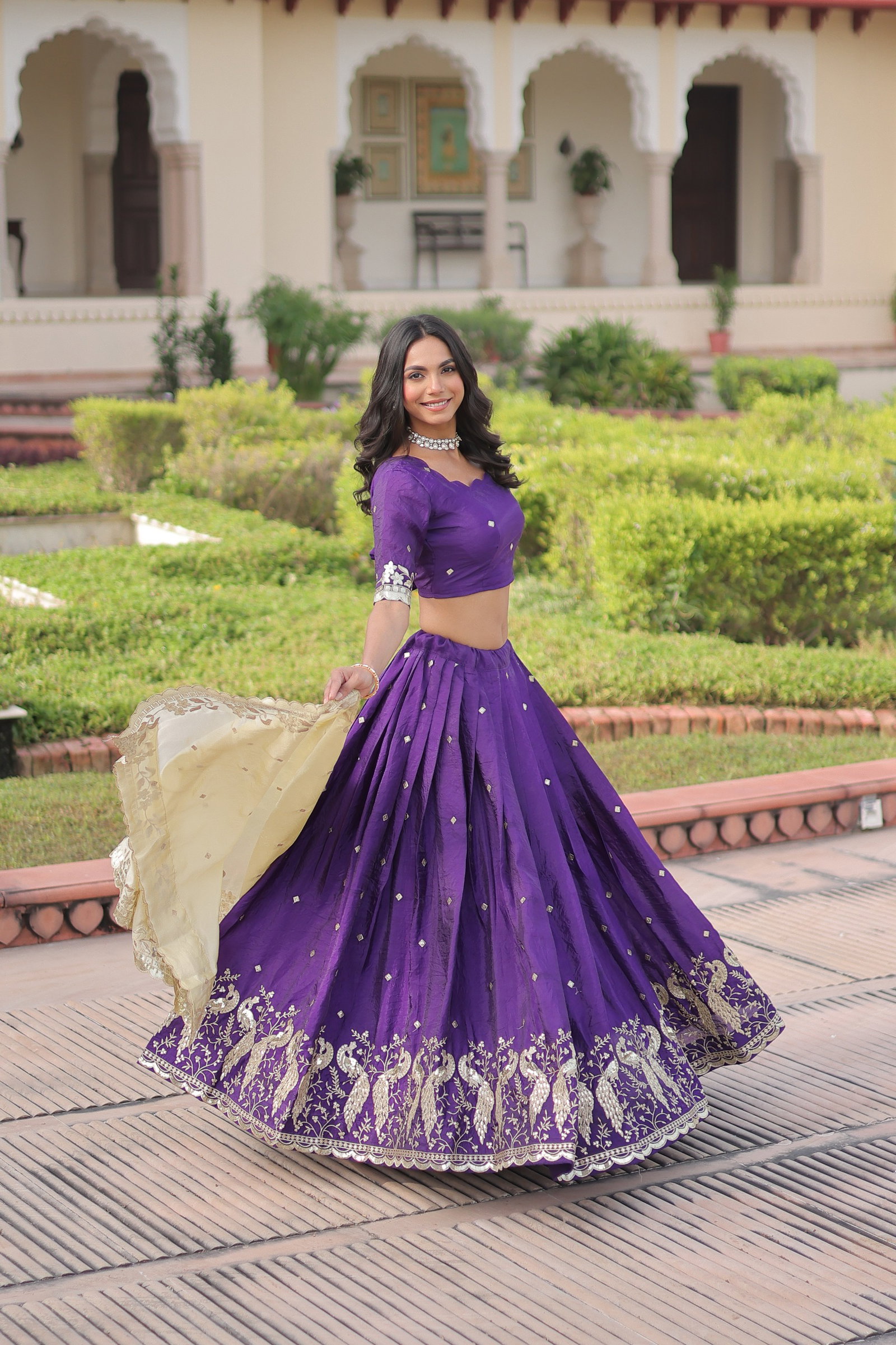 Premium Designer Sequins Embroidered Lehenga choli Dupatta Set 15