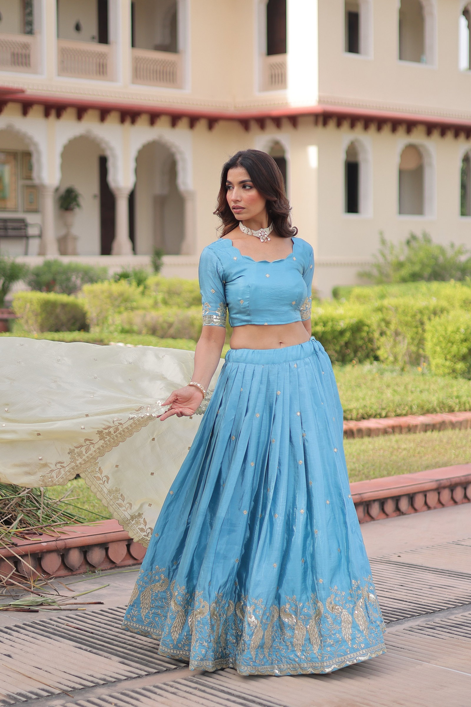 Premium Designer Sequins Embroidered Lehenga choli Dupatta Set 12