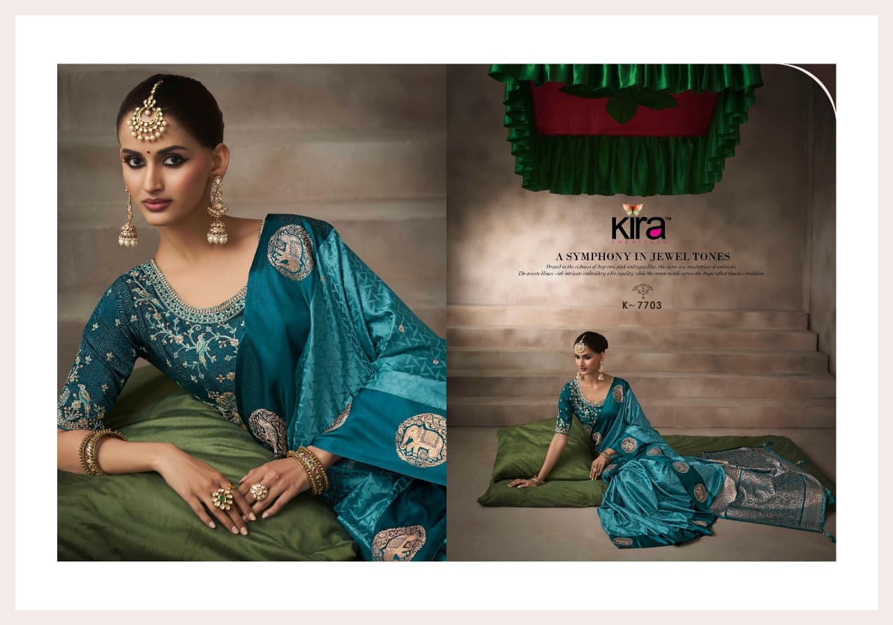KIRA EXCLUSIVE PRESENT KALKI SATIN SAREE SERIES 7101-7110 23