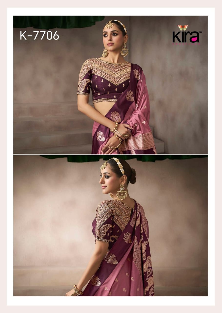 KIRA EXCLUSIVE PRESENT KALKI SATIN SAREE SERIES 7101-7110 20