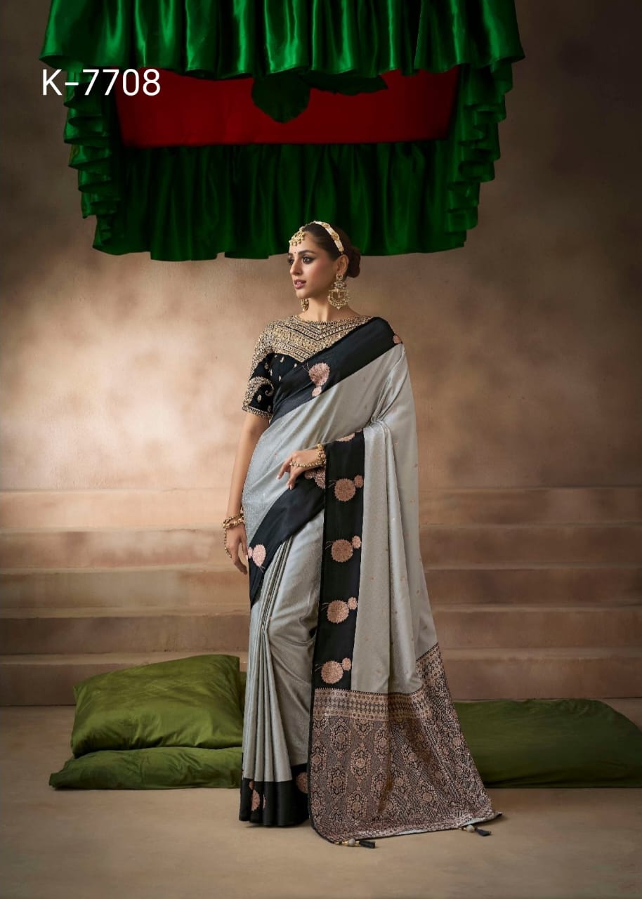 KIRA EXCLUSIVE PRESENT KALKI SATIN SAREE SERIES 7101-7110 17