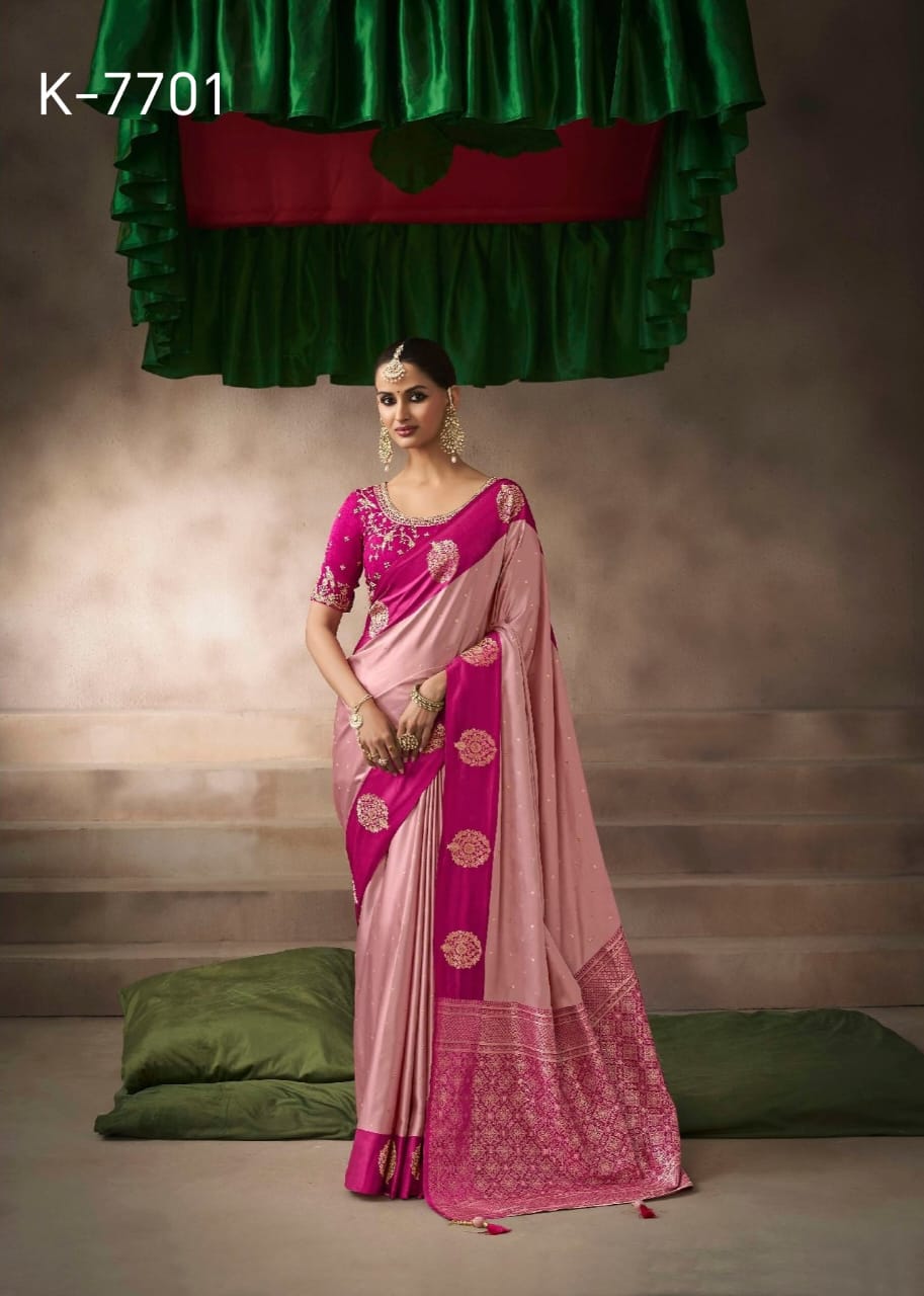 KIRA EXCLUSIVE PRESENT KALKI SATIN SAREE SERIES 7101-7110 15