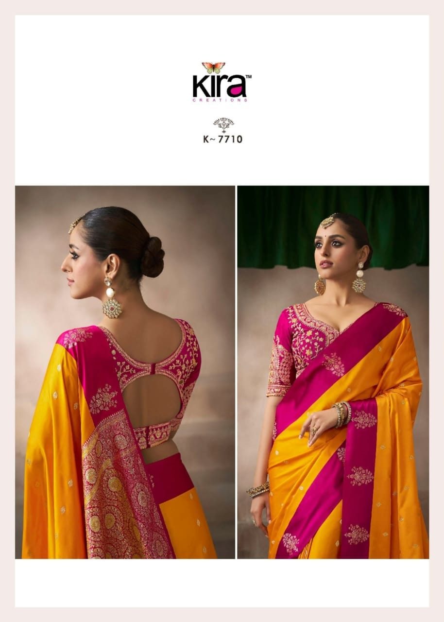 KIRA EXCLUSIVE PRESENT KALKI SATIN SAREE SERIES 7101-7110 13