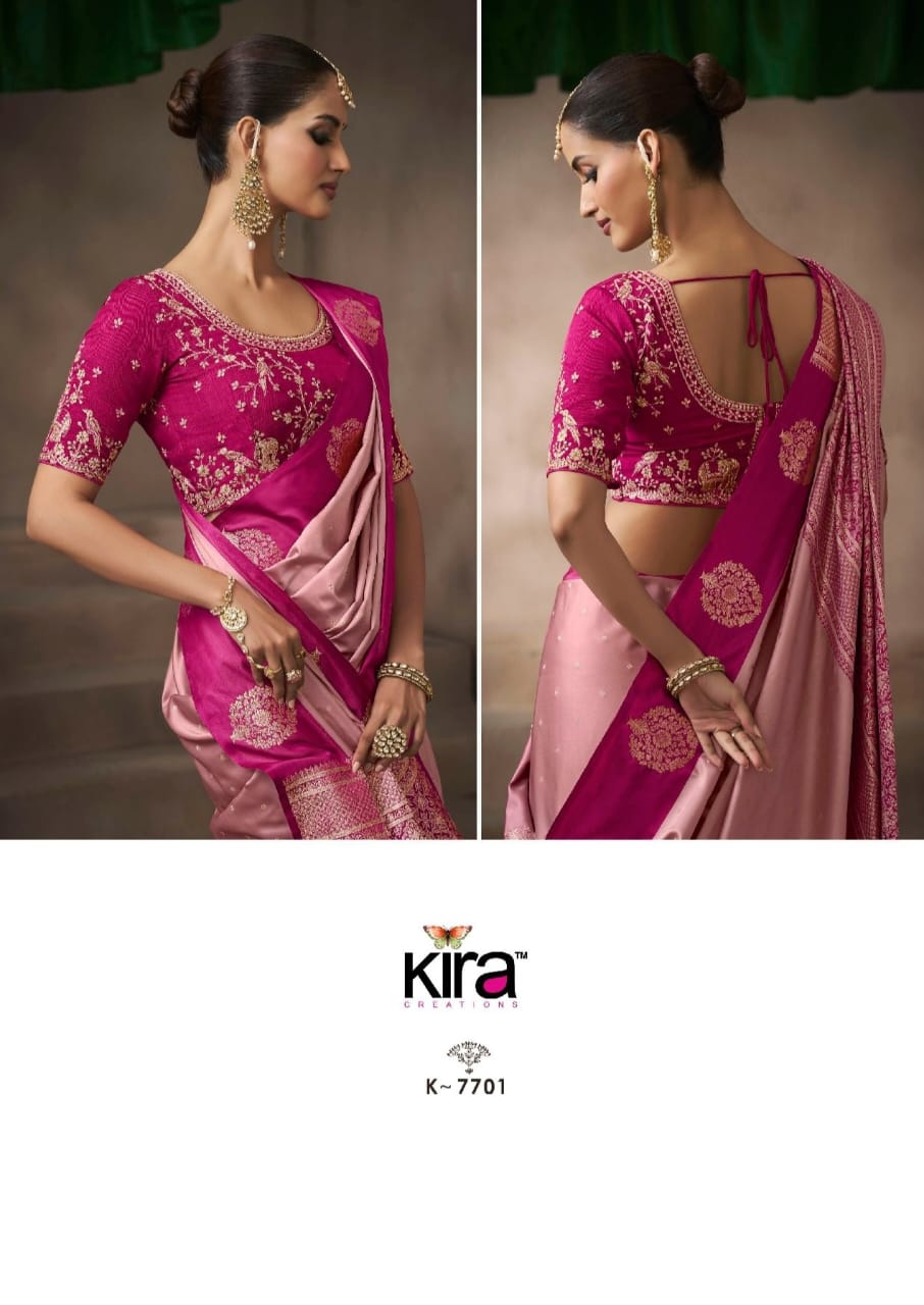 KIRA EXCLUSIVE PRESENT KALKI SATIN SAREE SERIES 7101-7110 12